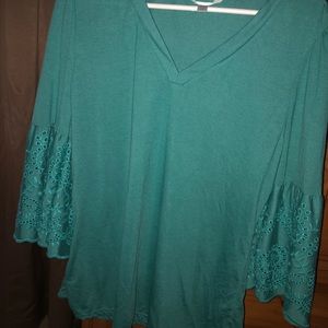 Teal flowy blouse